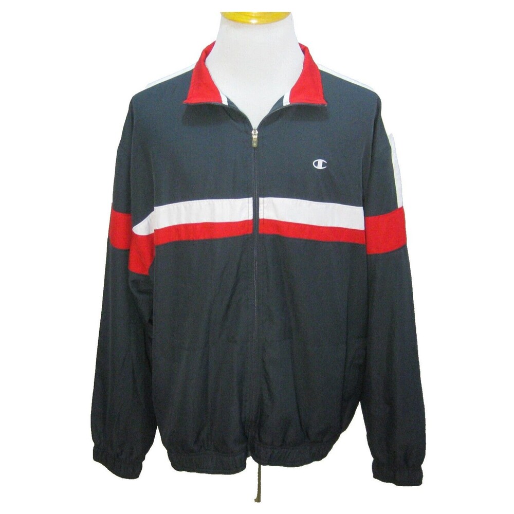 CHAMPION Men's Size 2XL Gray Windbreaker Lightweight Athletic Sports Jacket Coat